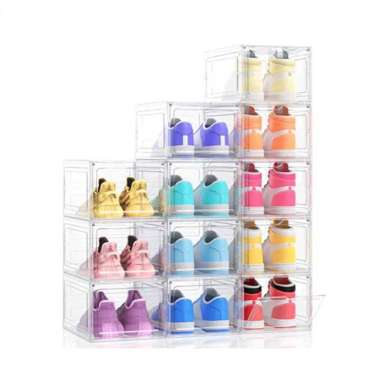 12 Pack Shoe Storage Boxes with Magnetic Door
