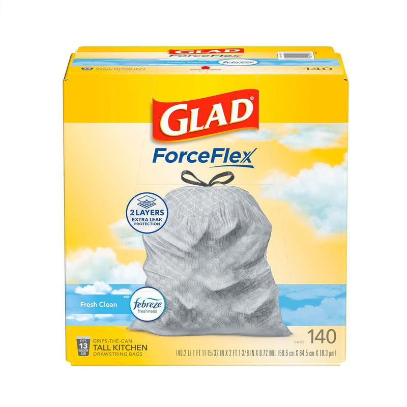 140-Count Glad ForceFlex Tall Kitchen Trash Bags 13 Gallon