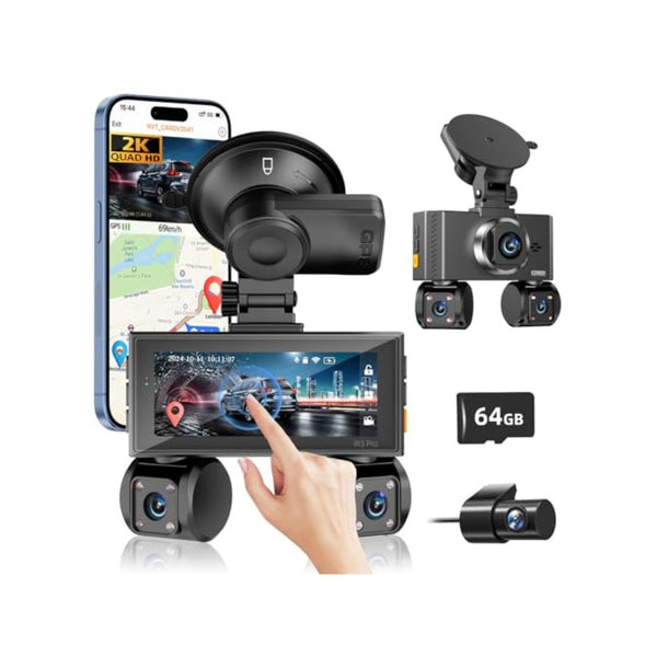 4 Channel 360° Dash Cam With APP Control 2K 3x1080P
