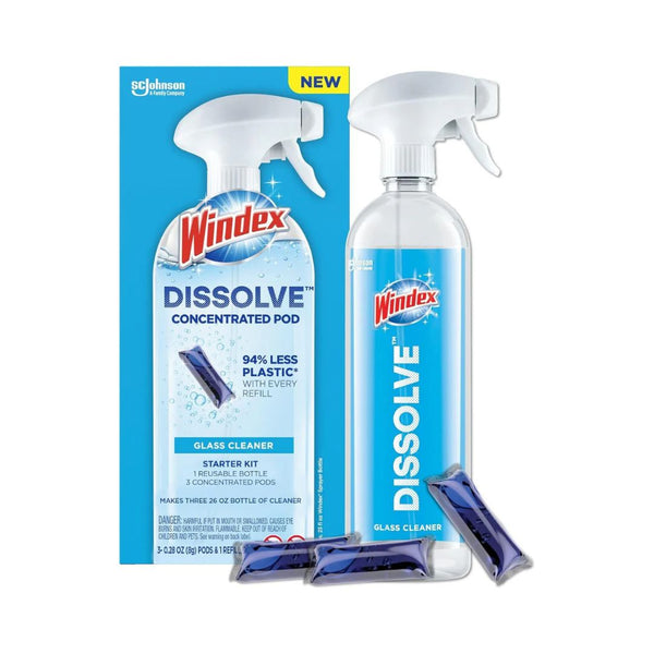Glass Cleaner Starter Kit with Dissolvable Concentrated Pods