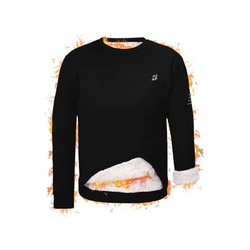 Sherpa Lined Fleece Crewneck Sweatshirt Pullover