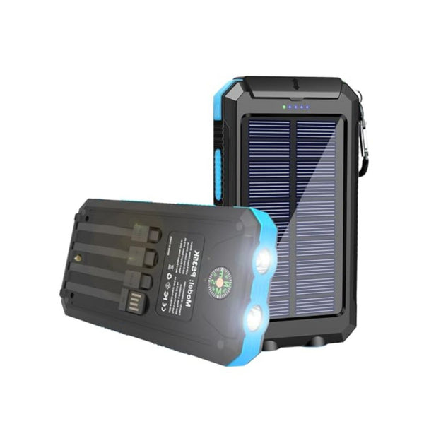 20000mAh Solar Power Bank with Built-In Cables