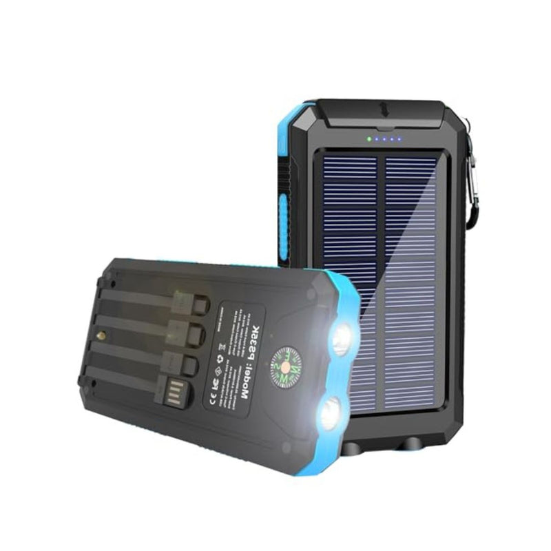 20000mAh Solar Power Bank with Built-In Cables