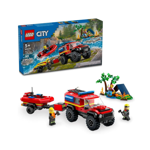 LEGO City 4x4 Fire Truck with Rescue Boat Toy
