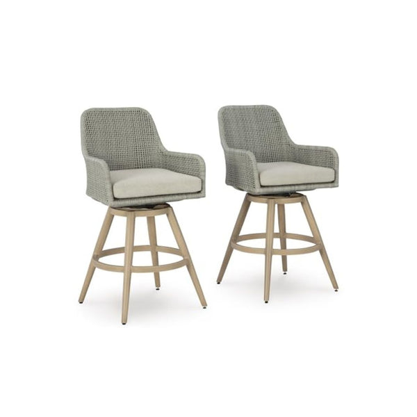 2 Pack Swivel Outdoor Bar Height Stools with Cushions