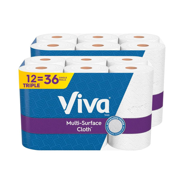 12 Triple Rolls (36 Regular) Viva Multi-Surface Paper Towels