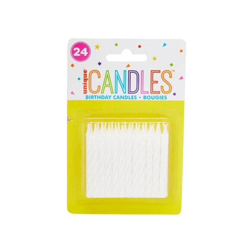 24 White Spiral Birthday Candles