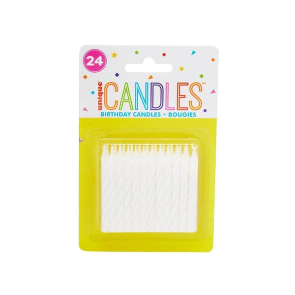 24 White Spiral Birthday Candles