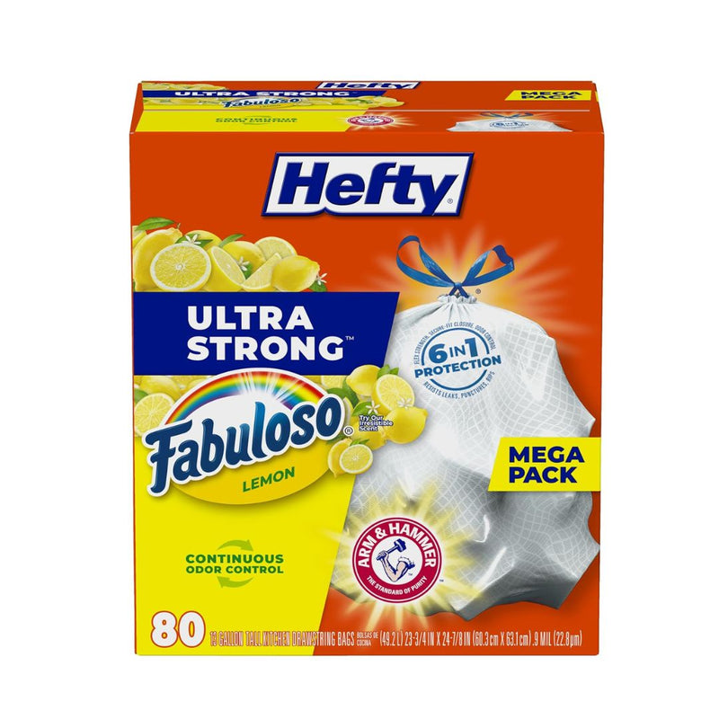 80-Count Hefty Ultra Strong 13 Gallon Trash Bags