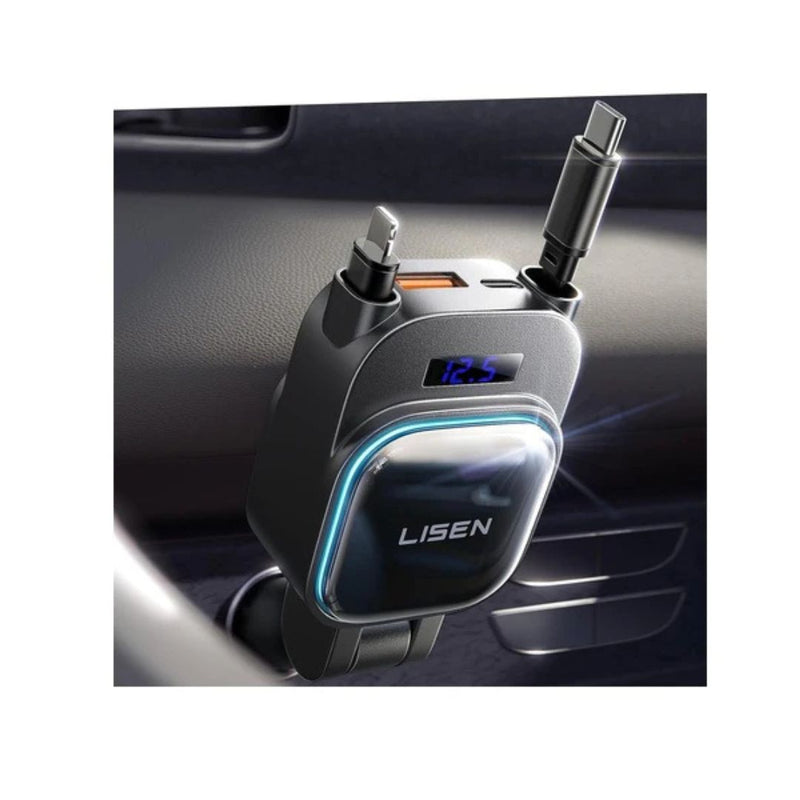 Lisen 96W 4-in-1 Retractable Car Charger