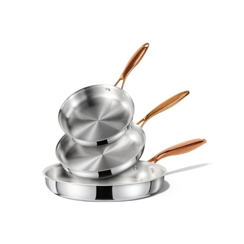 3 Piece Nonstick Stainless Steel Frying Pan Set