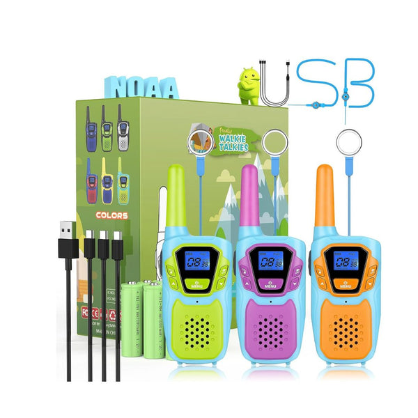 3-Pack Long Range Rechargeable Walkie Talkies