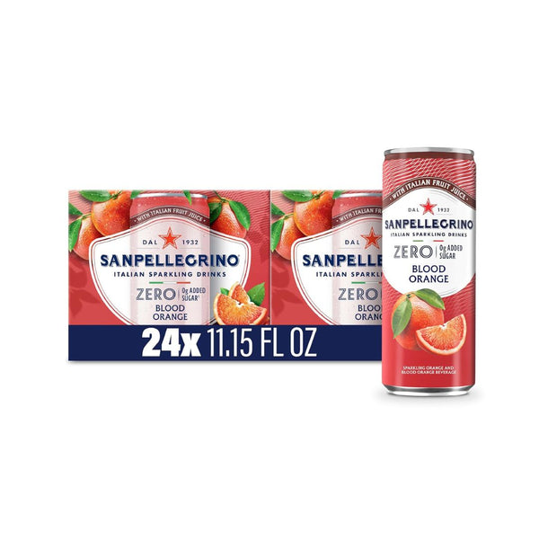 24-Pack Sanpellegrino Zero Grams Added Sugar Italian Sparkling Drinks Blood Orange