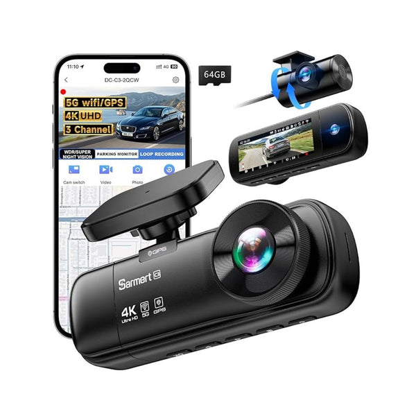 3 Channel Dash Camera WiFi 64GB Card