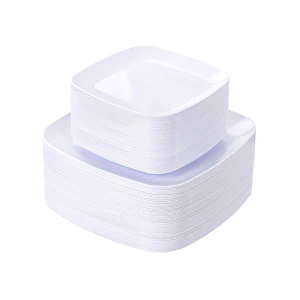 100PCS White Plastic Plates