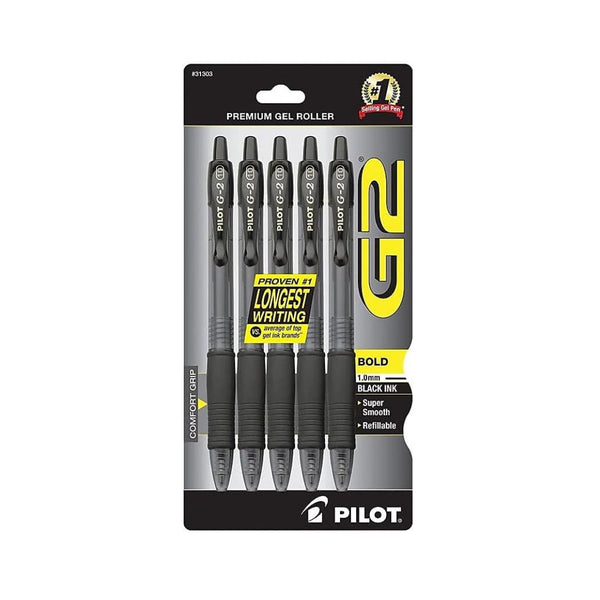 Pack of 5 Pilot G2 Premium Gel Pens