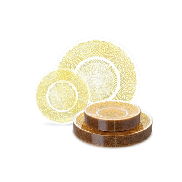 120 Clear & Gold Disposable Plates