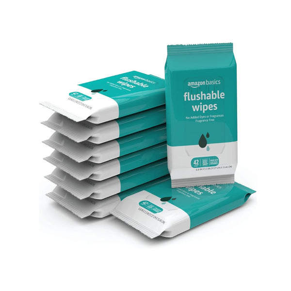 42-Count Amazon Basics Flushable Adult Toilet Wipes