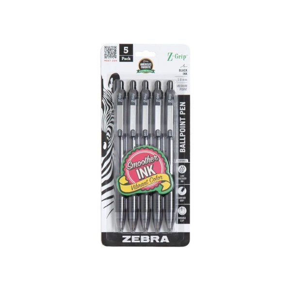 5-Pack Zebra Z-Grip Ballpoint Pens
