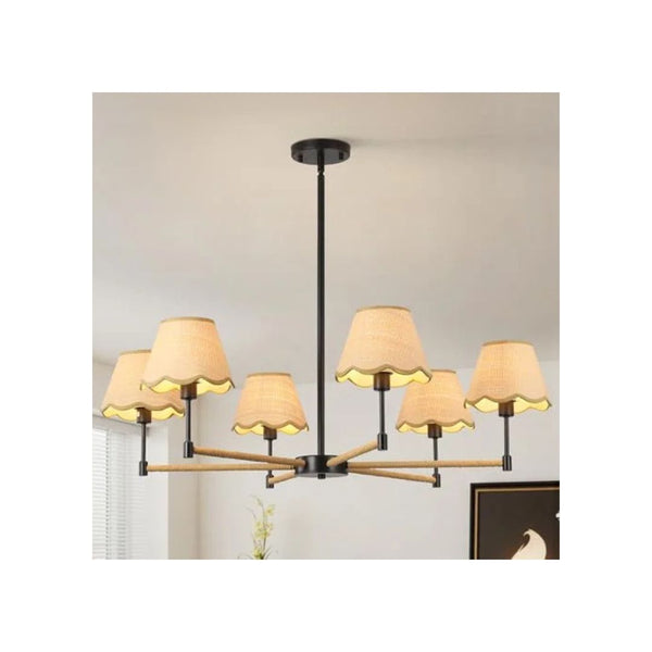 6 Light Rattan Chandelier
