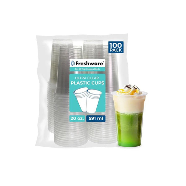 100 Freshware 20oz Clear Plastic Cups