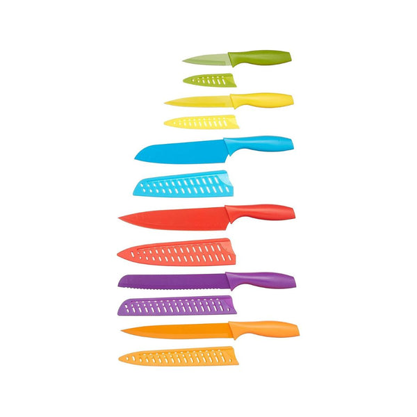 12-Piece Amazon Basics Color-Coded Dishwasher Safe Kitchen Knife Set
