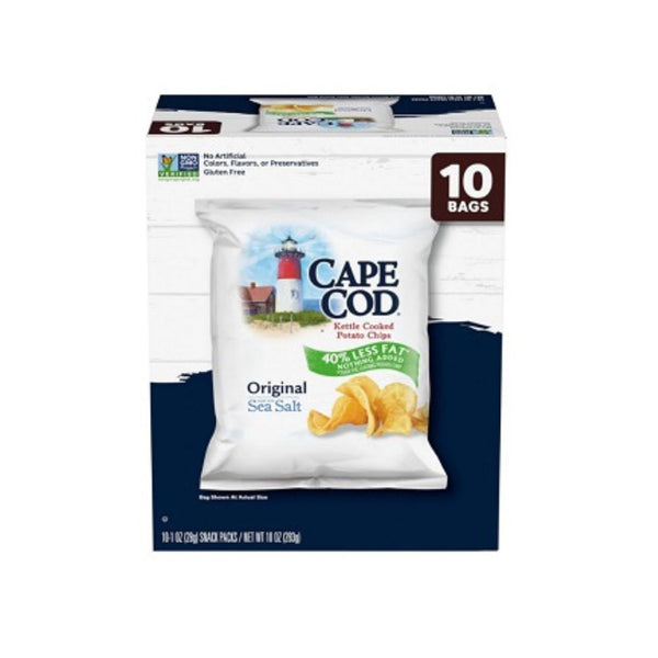 10-Count Cape Cod Less Fat Original Kettle Chips 1 Oz Snack Bags