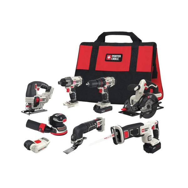 PORTER-CABLE 20V MAX Lithium Ion 8-Tool Set 2 Batteries & Charger Included