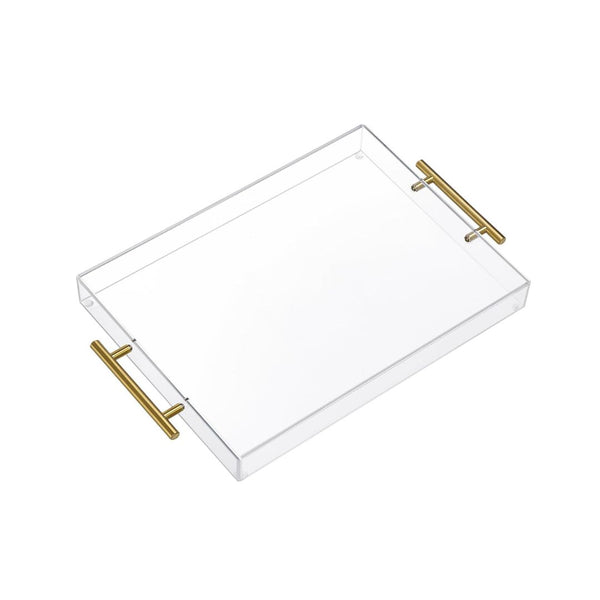 12"x16" Clear Acrylic Serving Tray with Golden Handles