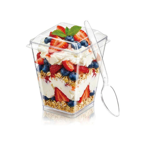 50Pack 5oz Plastic Dessert Cups with Lids