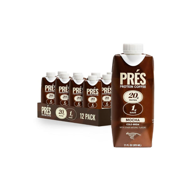 12-Pack PRES Protein Coffee, Mocha, High Protein, Real Cold Brew (OU-D)