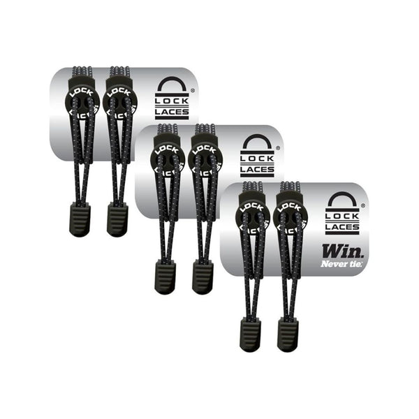 3 Lock Laces Elastic No Tie Shoe Laces (Multipacks) One Size Fits All