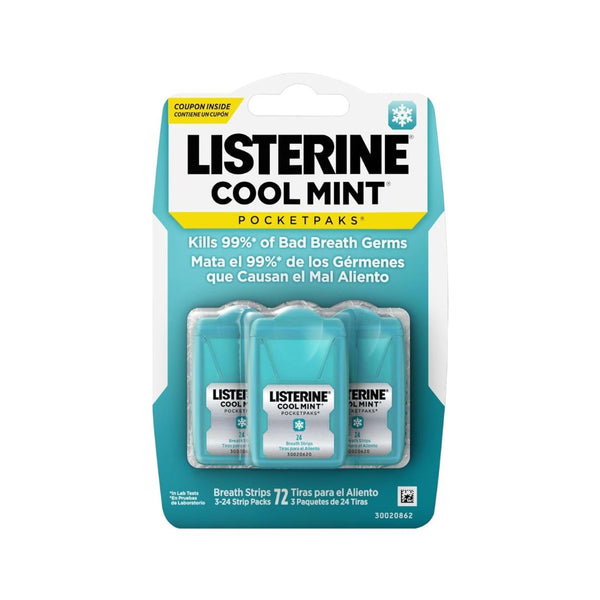 3 Pack Listerine Cool Mint PocketPaks Breath Strips