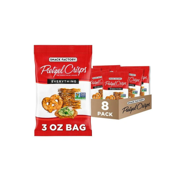 8 Bags Snack Factory Everything Pretzel Crisps (3oz)