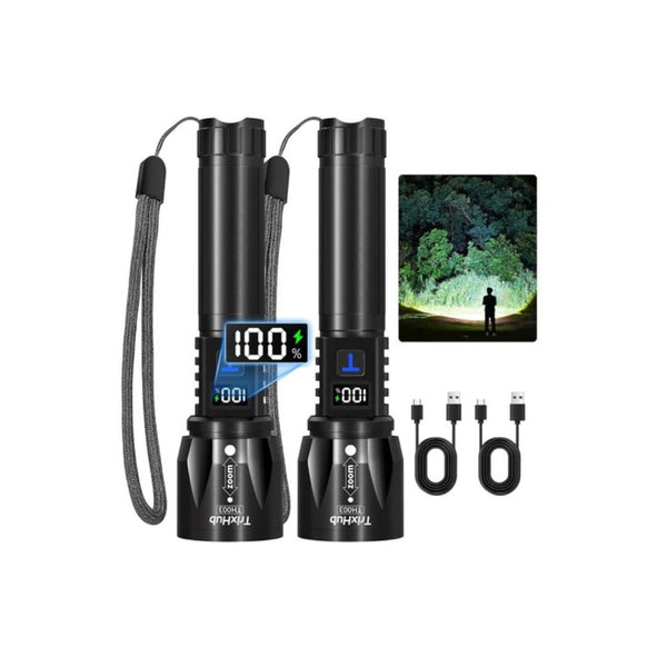 2 LCD Digital Display Rechargeable LED Flashlights