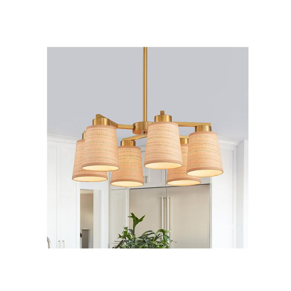 22'' Boho Rattan 6-Light Chandelier