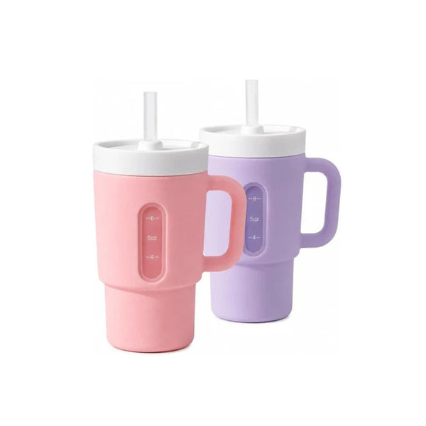 2-Pack Silicone Sippy Cups With Straws
