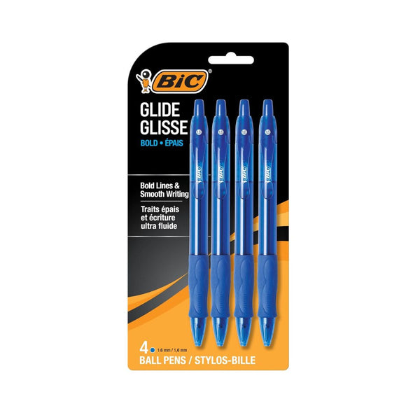 4-Count BIC Glide Bold Blue Ballpoint Pens