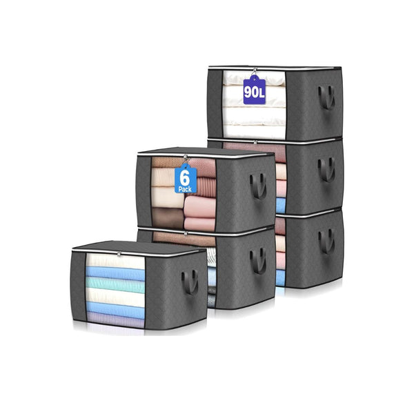 6-Pack 90L Foldable Storage Bags
