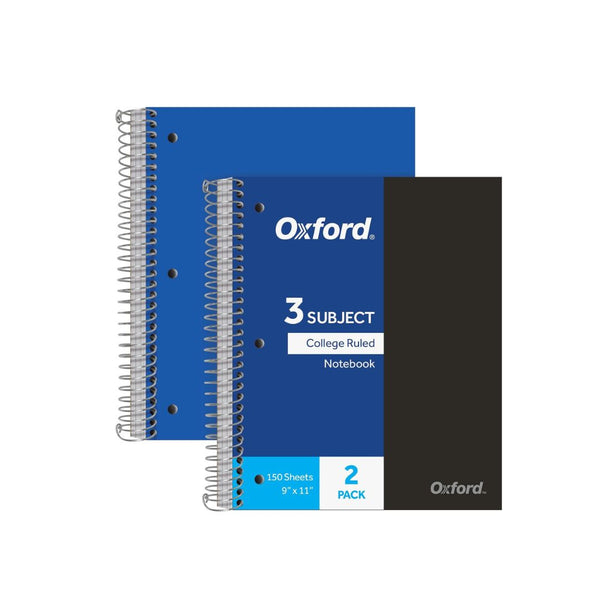2-Pack Oxford Spiral Notebooks, 3-Subject, College Ruled Paper