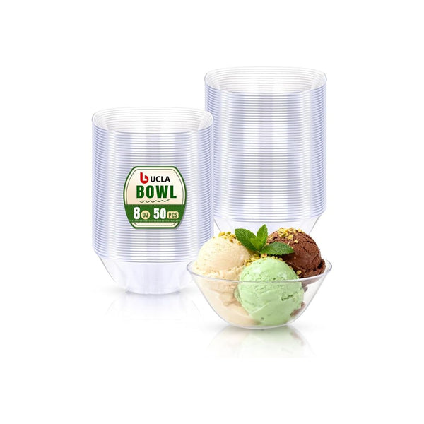 50-Pack Clear Plastic Small Bowls 8oz