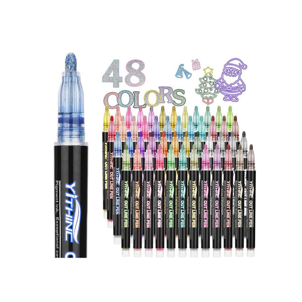 48 Metallic Glitter Outline Markers