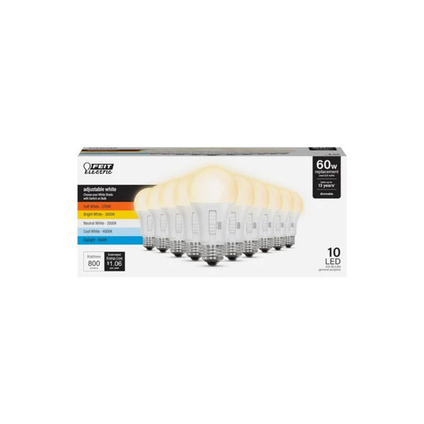 10-Pack Feit Electric LED Light Bulbs