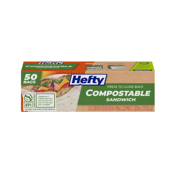 50 Hefty Compostable Press-To-Close Sandwich