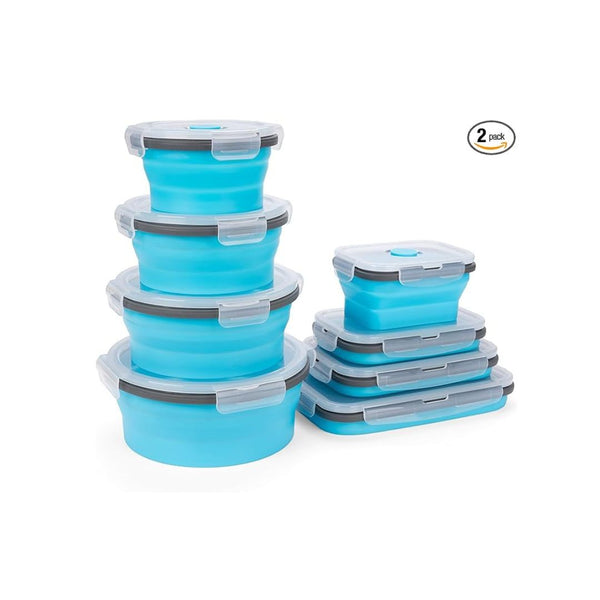 8-Pack Collapsible Silicone Food Storage Containers Set
