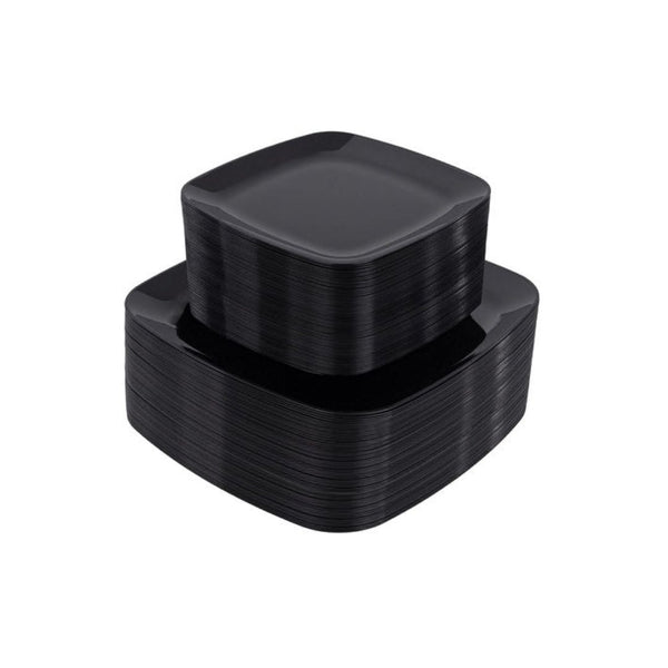 100 Black Square Disposable Plates
