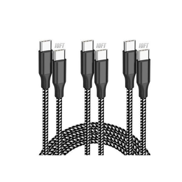 3-Pack 10-Ft USB-C Charging Cables