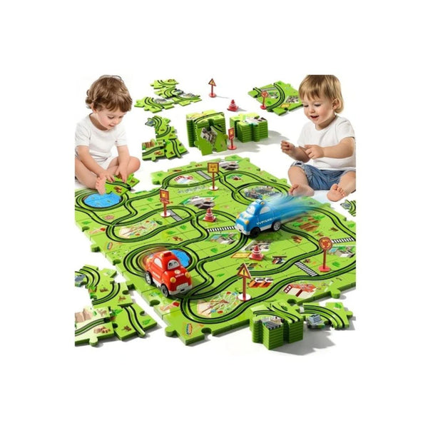 48 Or 64 Piece Puzzle Race Track Car Set