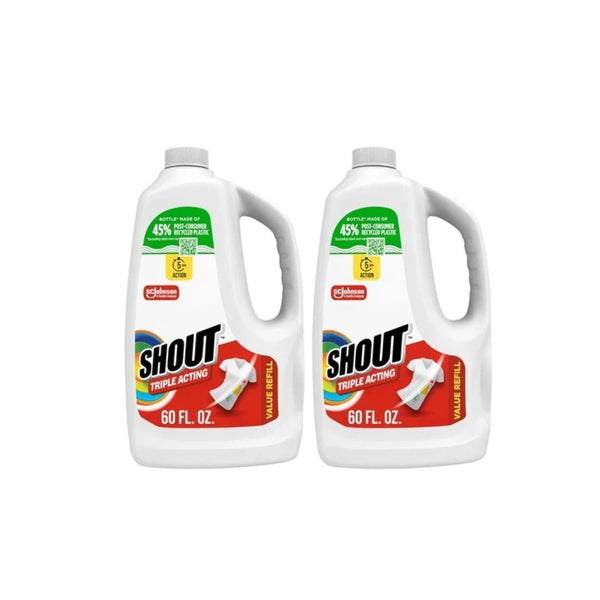 2 Bottles Shout Active Enzyme Laundry Stain Remover Refills (60oz)