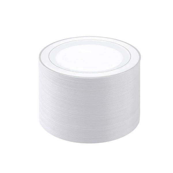 100PCS Silver Plastic Plates